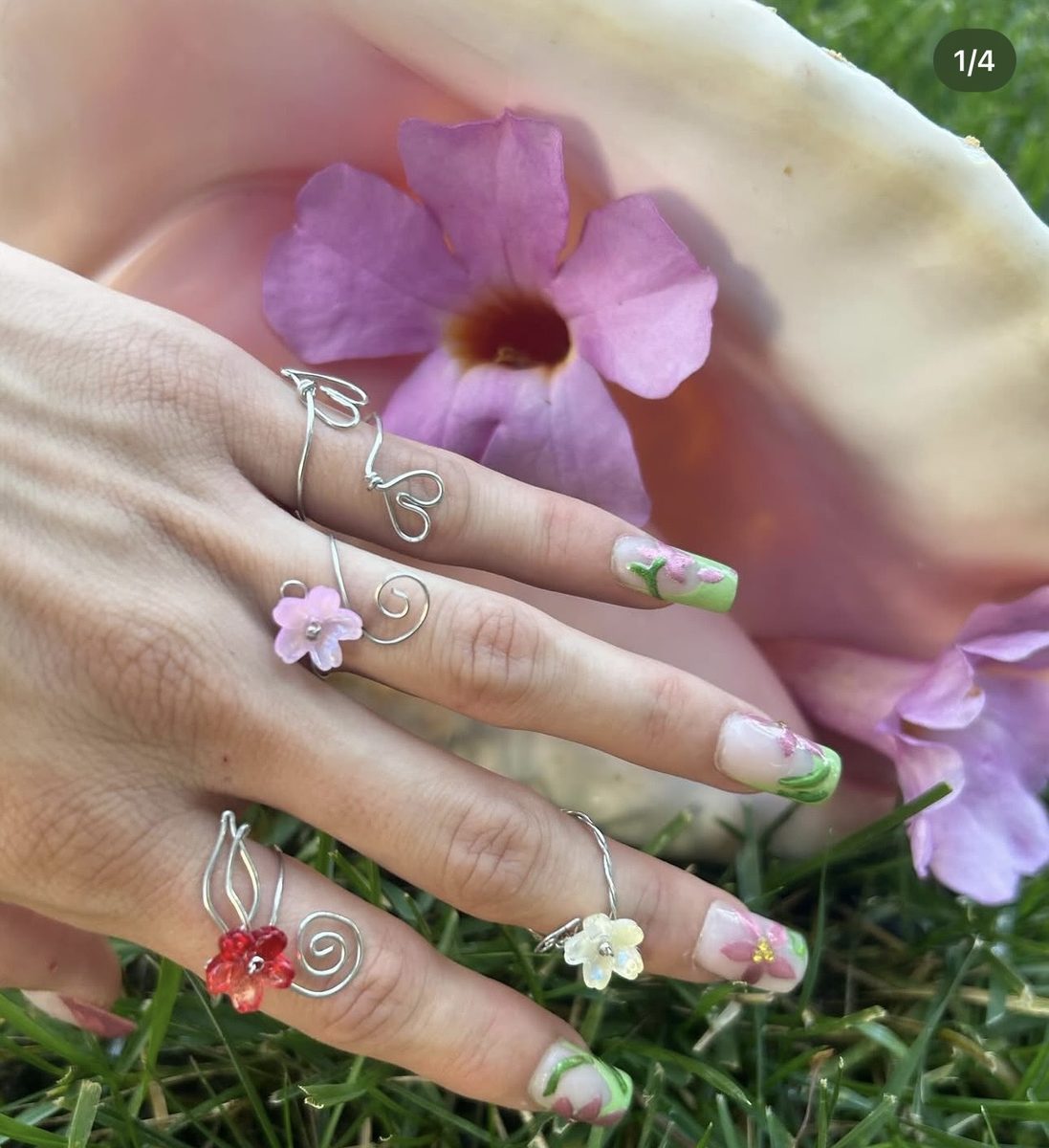 Flower Petal Wire Rings